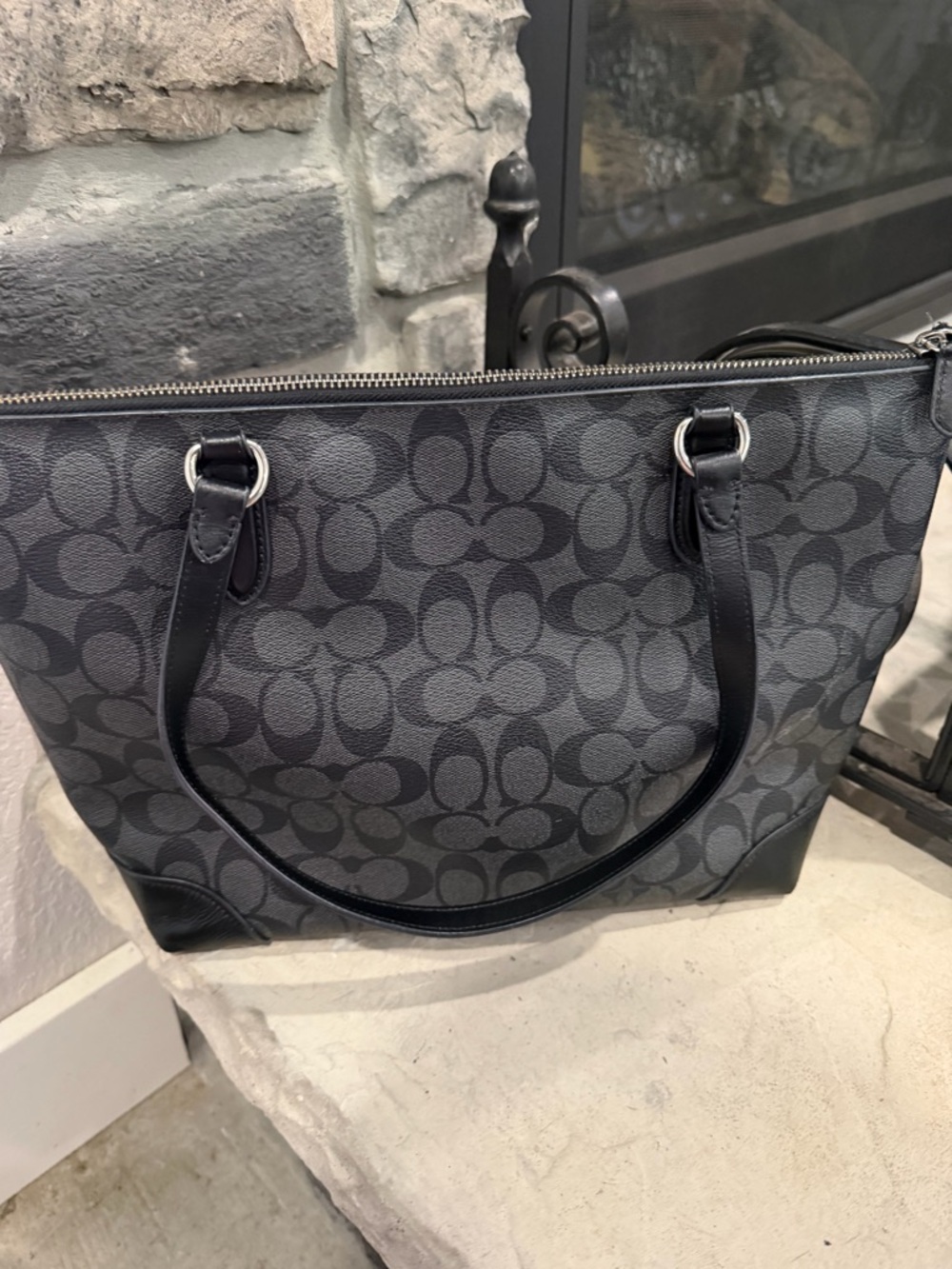 Coach Signature Tote in Charcoal and Black - Picture 10 of 13